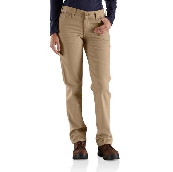 Women's Carhartt FR Rugged Flex Work Pants in Golden Khaki